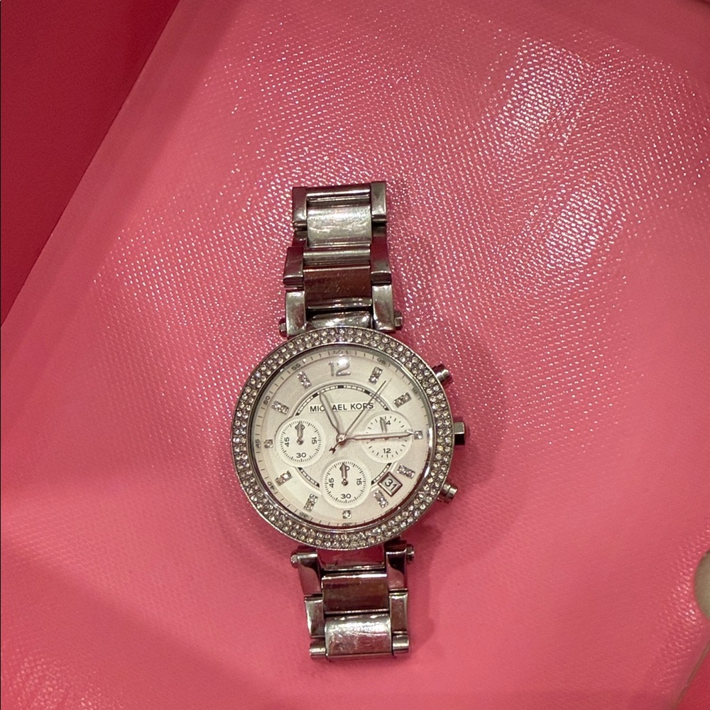 Michael Kors Silver and White Women's Watch